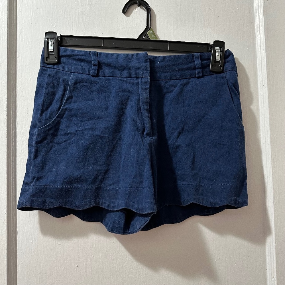 Stooshy Navy Scallop Bottom Shorts in‎ 7
